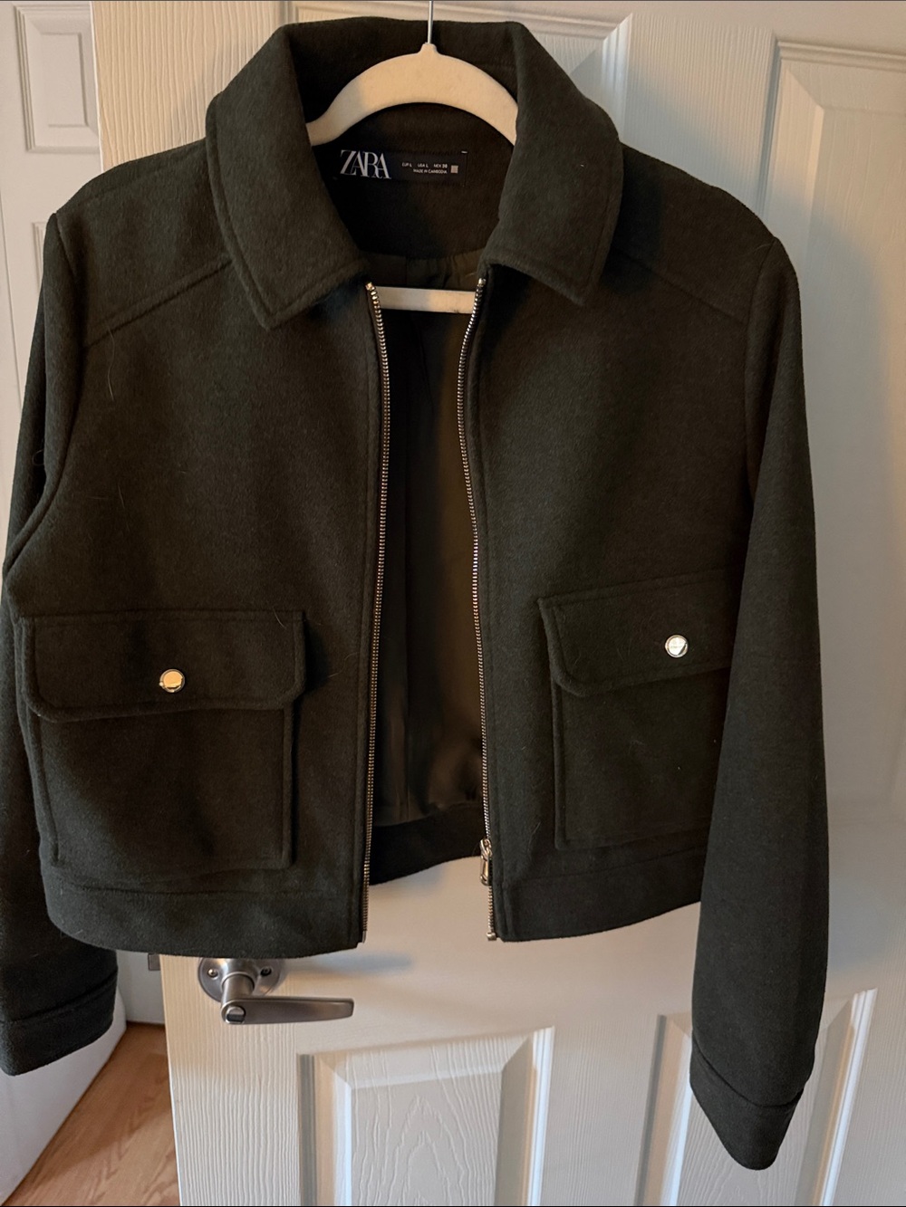 Zara women's Dark Olive Green Cropped Jacket